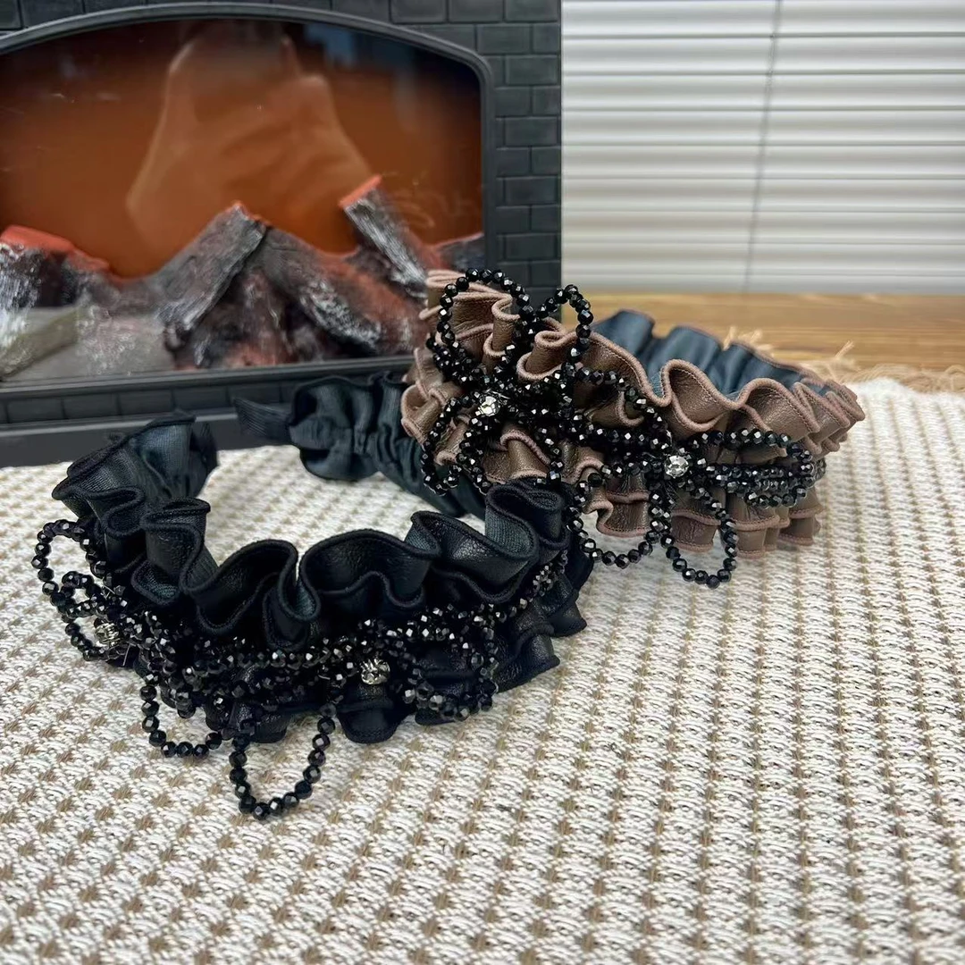 秋冬新款头饰褶皱头箍发卡百搭高颅顶气质丽人时尚高级感发箍发饰