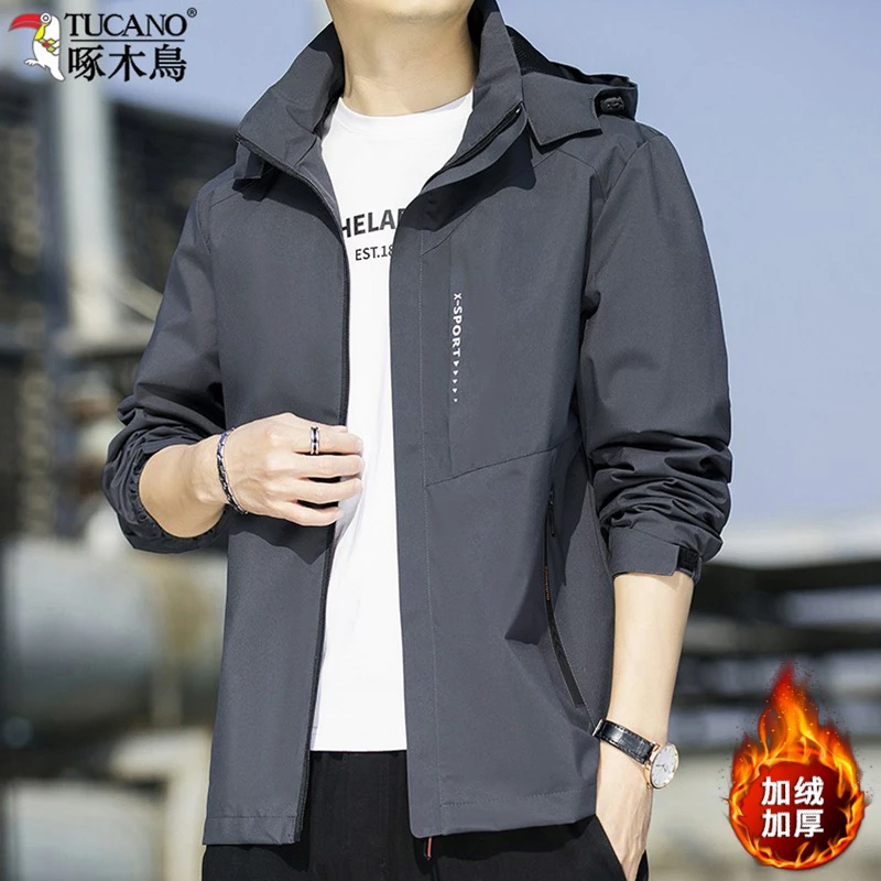 啄木鳥正品冲锋衣外套男士秋冬季新款潮牌户外防风运动休闲夹克男