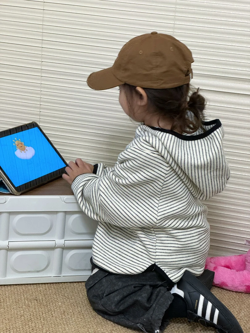 2024冬儿童男女童加绒新款条纹戴帽打底 超级软糯