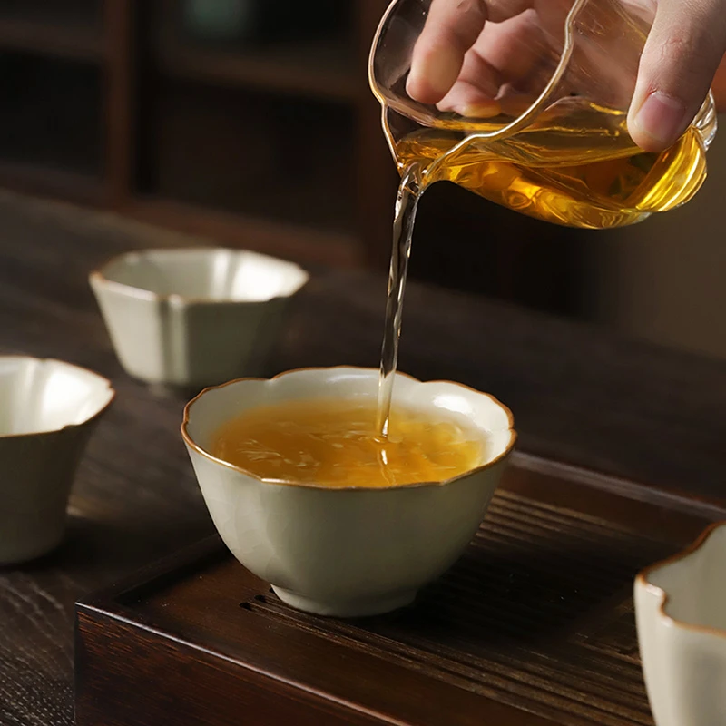 汝窑品茗杯高档陶瓷家用个人喝茶高端功夫小茶杯主人杯茶具单杯