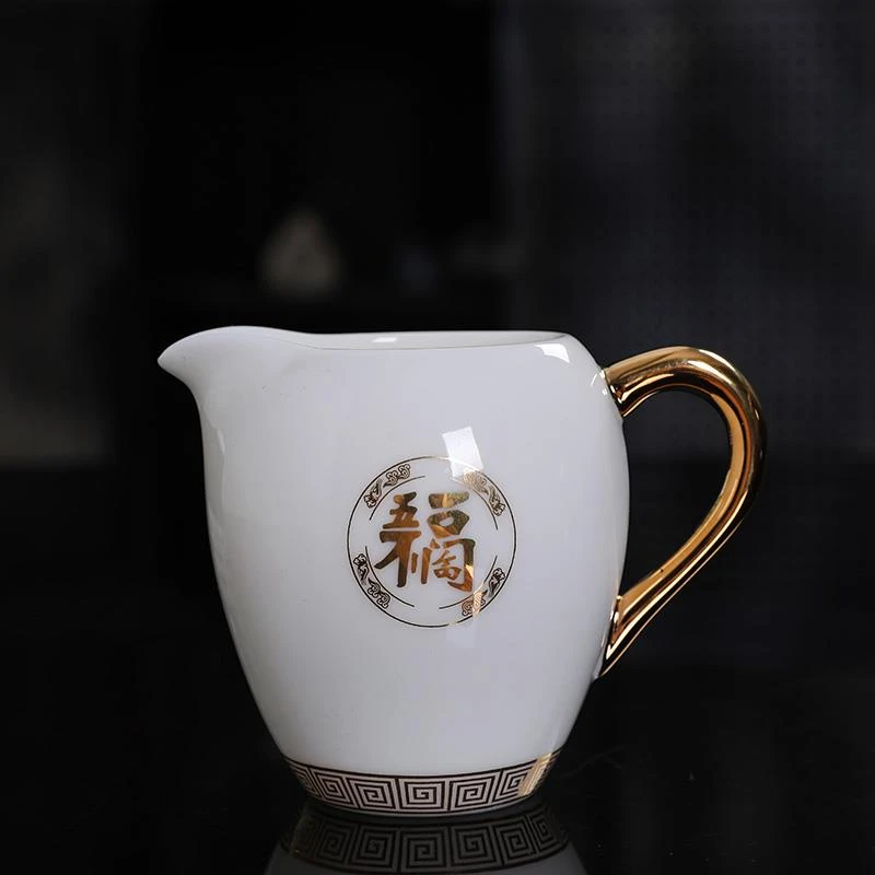 羊脂玉白瓷功夫茶具配件高档茶海分茶器陶瓷匀杯公杯大小号家用