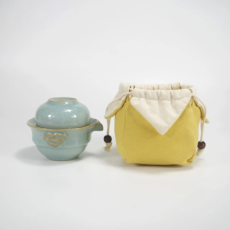 加棉束口茶杯收纳袋子快客杯主人杯布袋旅行便携加厚布包建盏袋