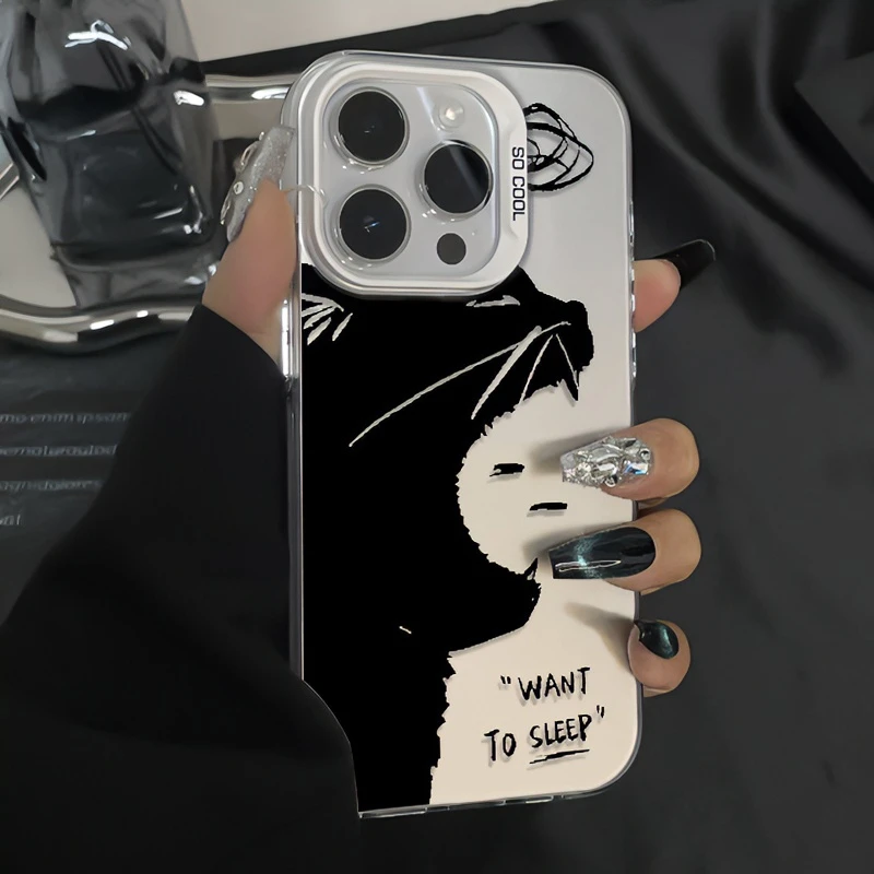困倦猫咪创意苹果15promax手机壳iPhone14pro可爱13p磨砂11新款xr
