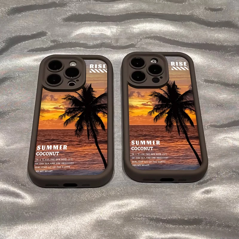 日出椰树iphone15/13苹果14全包磨砂防摔12/11高级xs/x新款小众