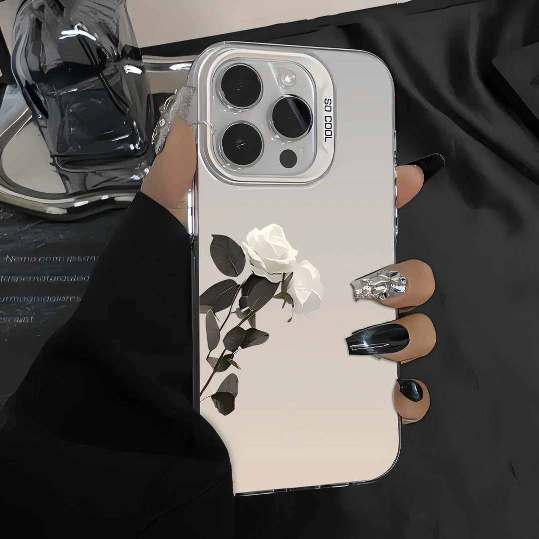 小众玫瑰苹果15pro电镀手机壳iPhone14promax高级13/镜面个性全包