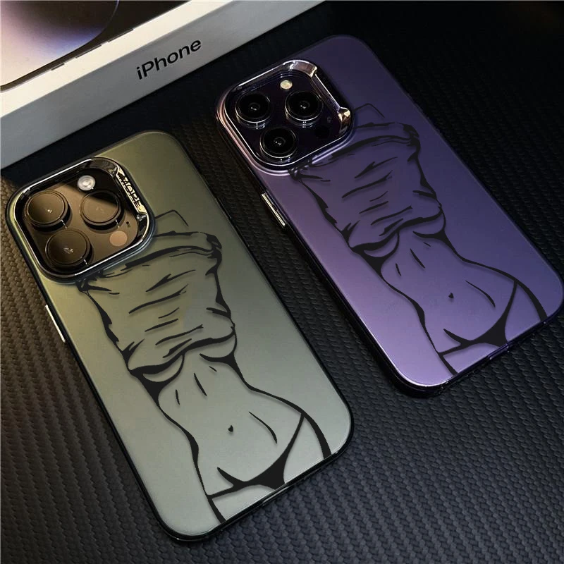 擦边插画手机壳iphone15promax苹果14手机壳13防摔保护壳全包电镀
