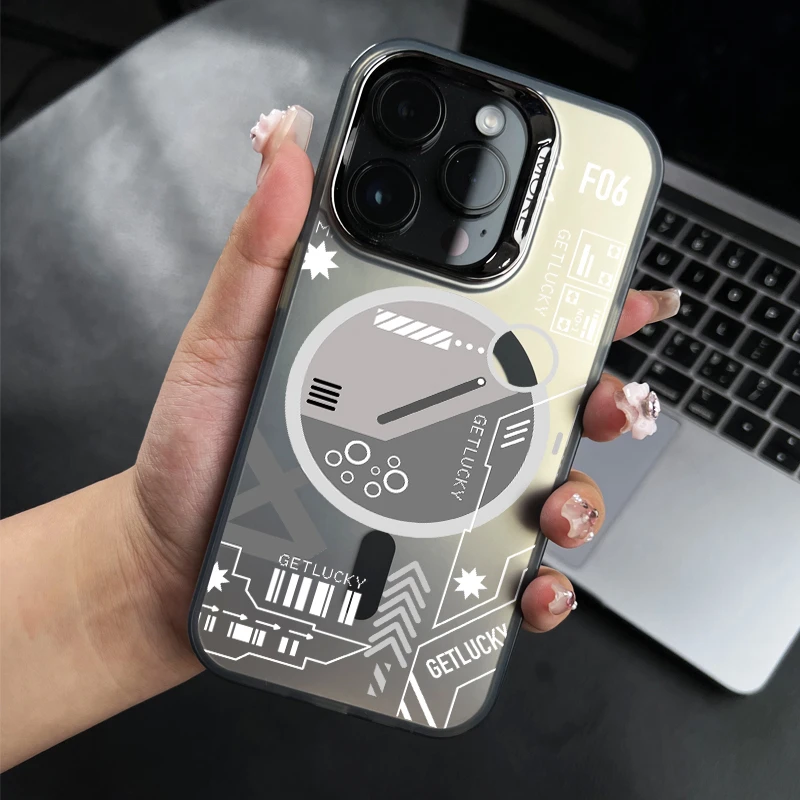 潮牌电路板彩绘适用iPhone14ProMax/15/12磨砂苹果13金属框手机壳