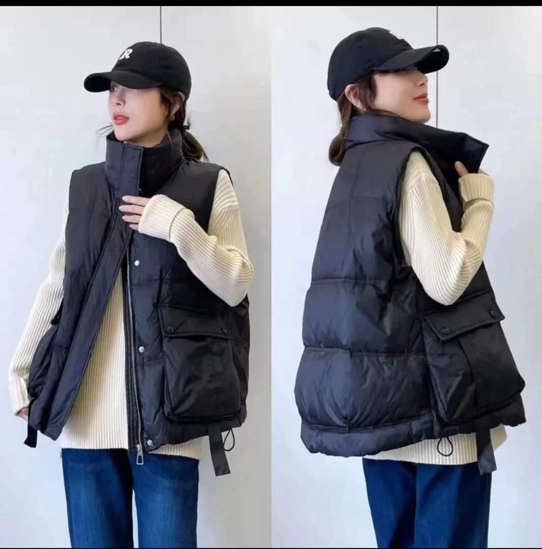 TA新款网红潮流显瘦时尚百搭亮面免洗休闲通勤棉马甲男女同款外套