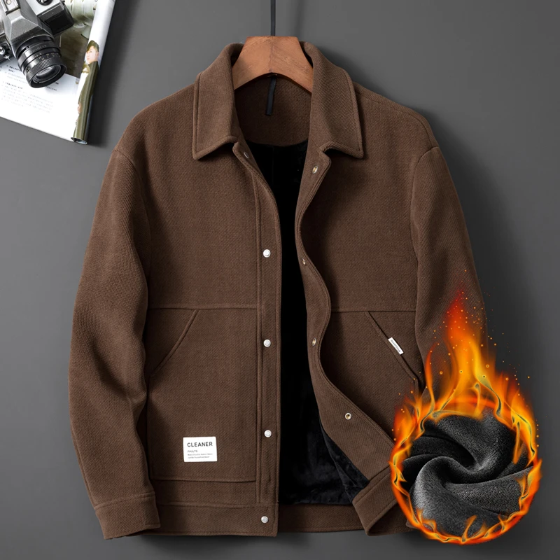 Cardanro/卡丹路男士冬季加绒加厚潮流百搭时尚工装翻领夹克外套