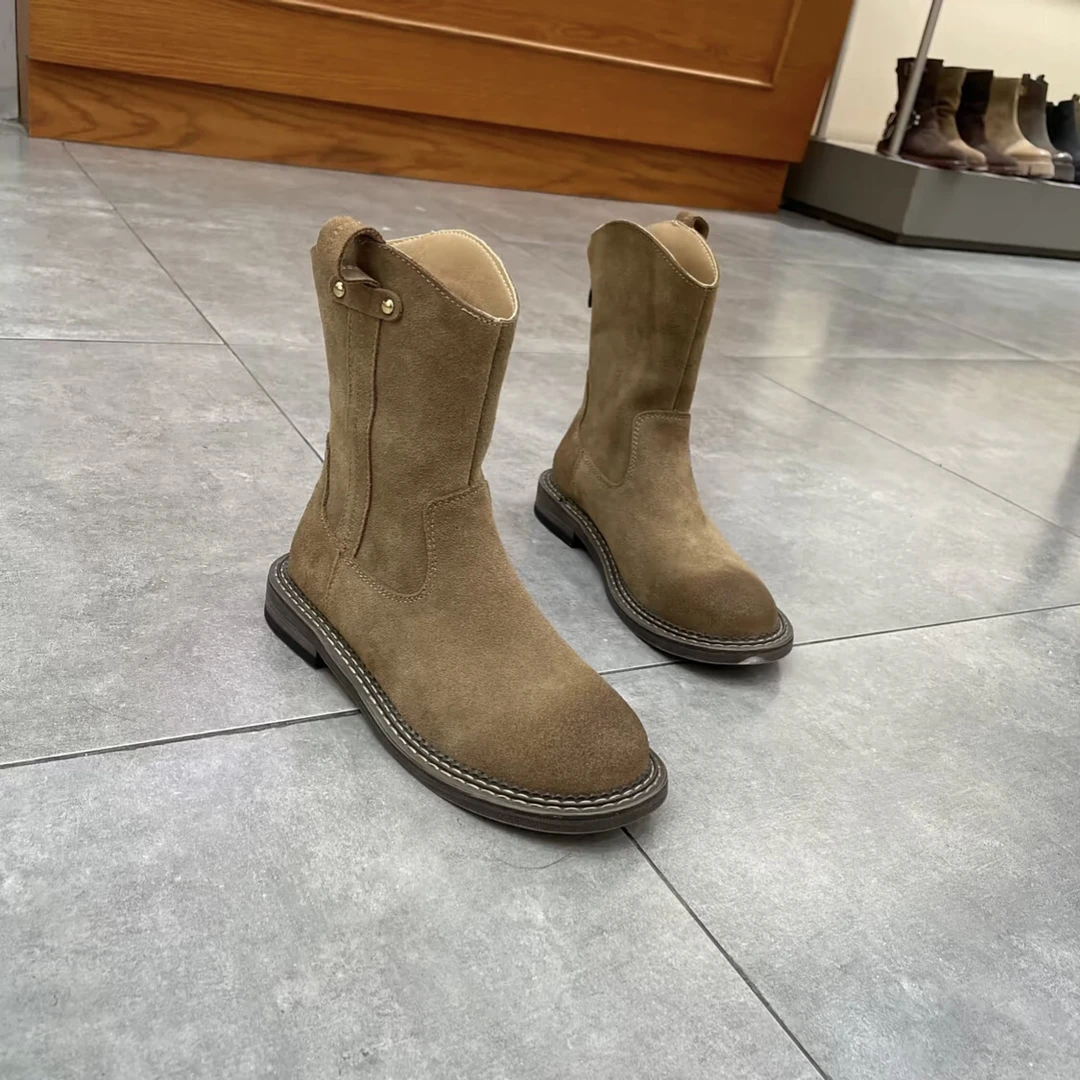 履步梵c938秋季新款牛皮切尔西短靴