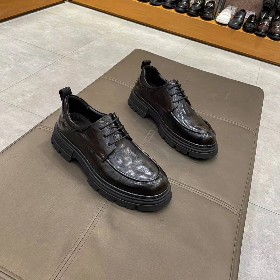 波斐a546男士时尚百搭英伦风商务休闲皮鞋