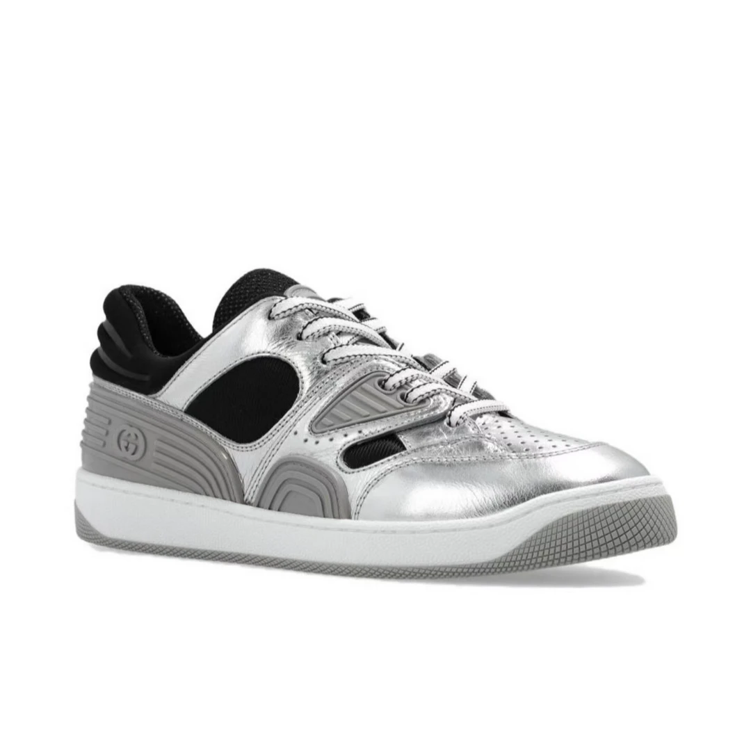 全新未使用 GUCCI/古驰 basket银色低帮时尚板鞋女鞋
