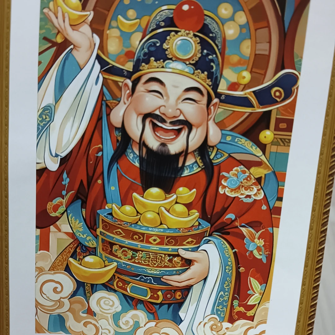 财神驾到十字绣27色大格满绣无勾边60*90