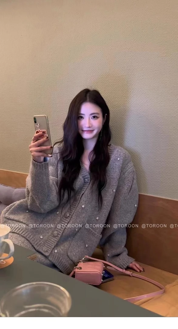 99 TOROON羊毛混纺水钻a字中长半身裙毛衣套装女春秋T2834