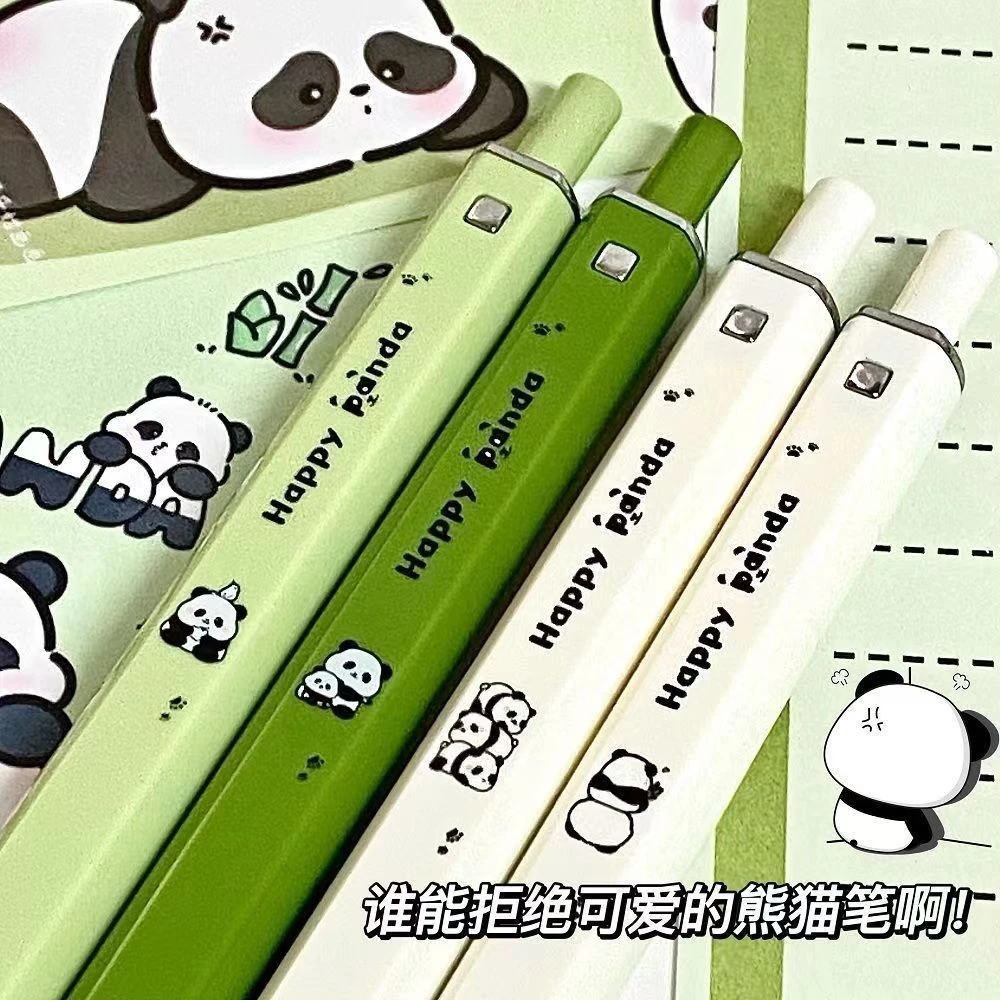 可爱风熊猫方方笔高颜值超萌少女心简约刷题笔0.5mm学生用黑笔