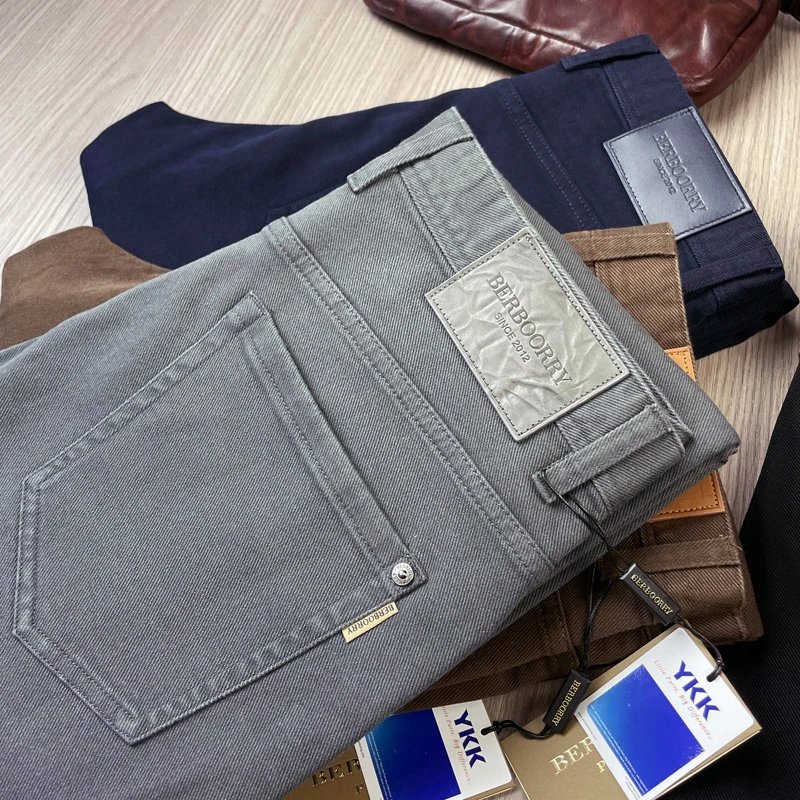 2025秋冬厚款新款西秀按看男士修身弹力直筒斜纹五袋款商务长裤男