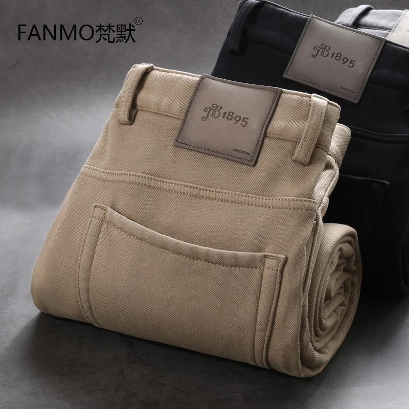 秋冬男裤460G重磅超柔贝贝绒复合斜纹棉弹直筒加绒秋冬保暖休闲裤