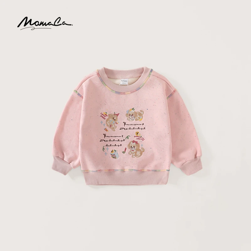 MOMOCO冬季新款女童甜美绣花小动物加绒卫衣75830232035