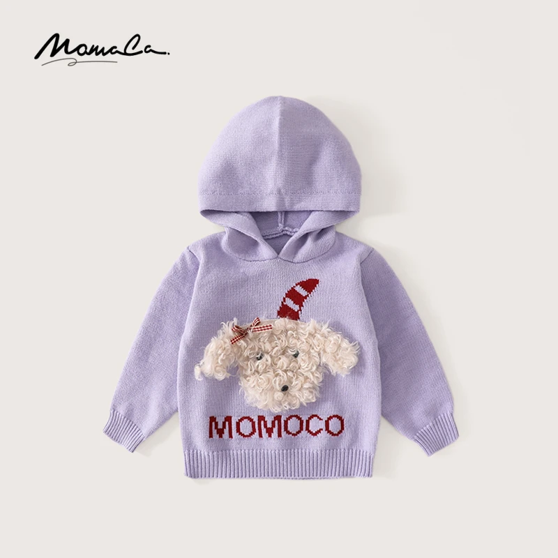 MOMOCO冬季新款女童可爱小狗套头连帽毛衣75830230088