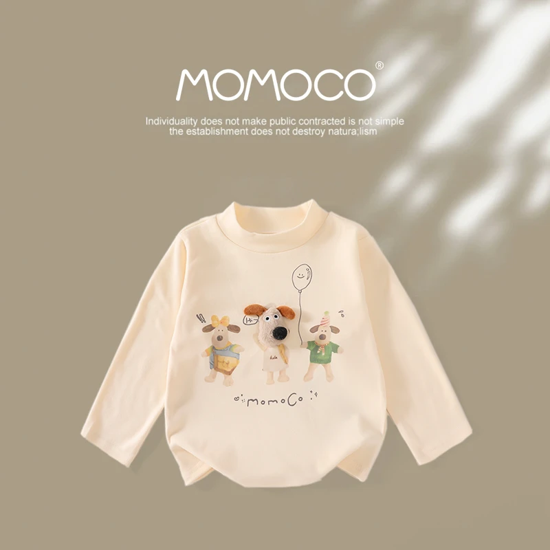 MOMOCO冬季半高领男童内搭可爱卡通立体玩偶打底衫75480239001