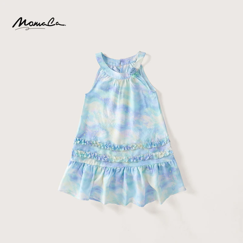 MOMOCO夏季女童油画风花边时尚连衣裙75630470091