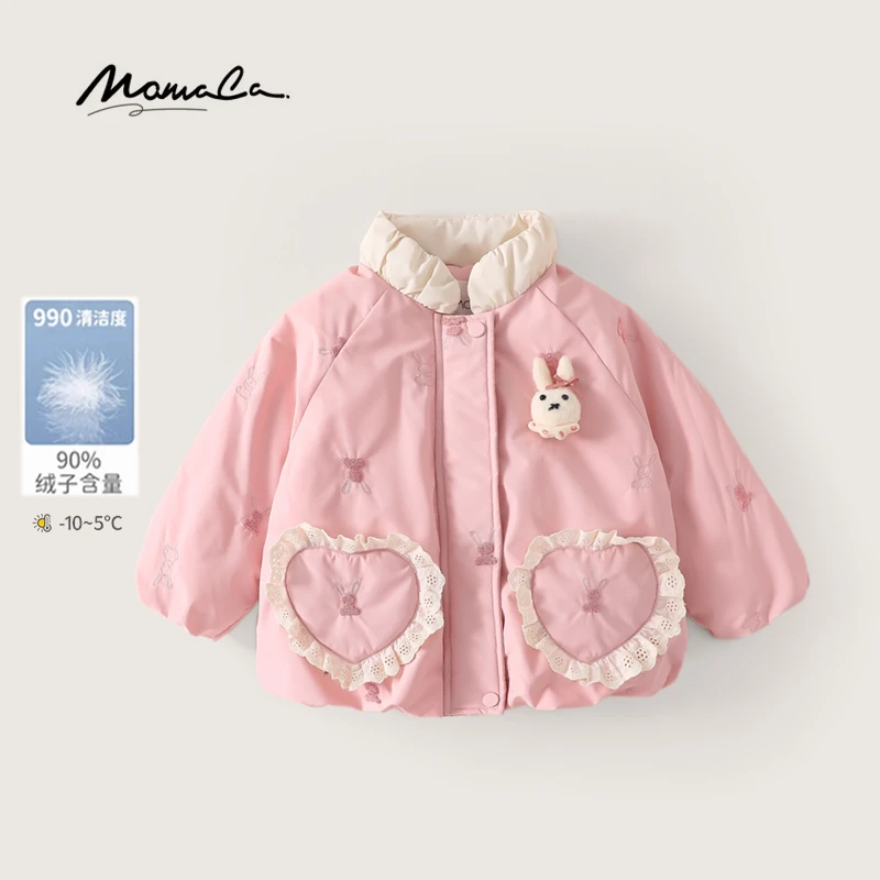 MOMOCO冬季新款女童甜美爱心小兔子羽绒服外套75830102036