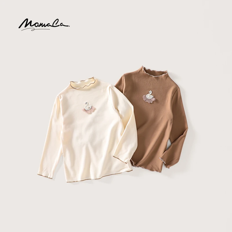 MOMOCO秋冬女童长袖天鹅木耳边甜美儿童打底衫75830239001&2