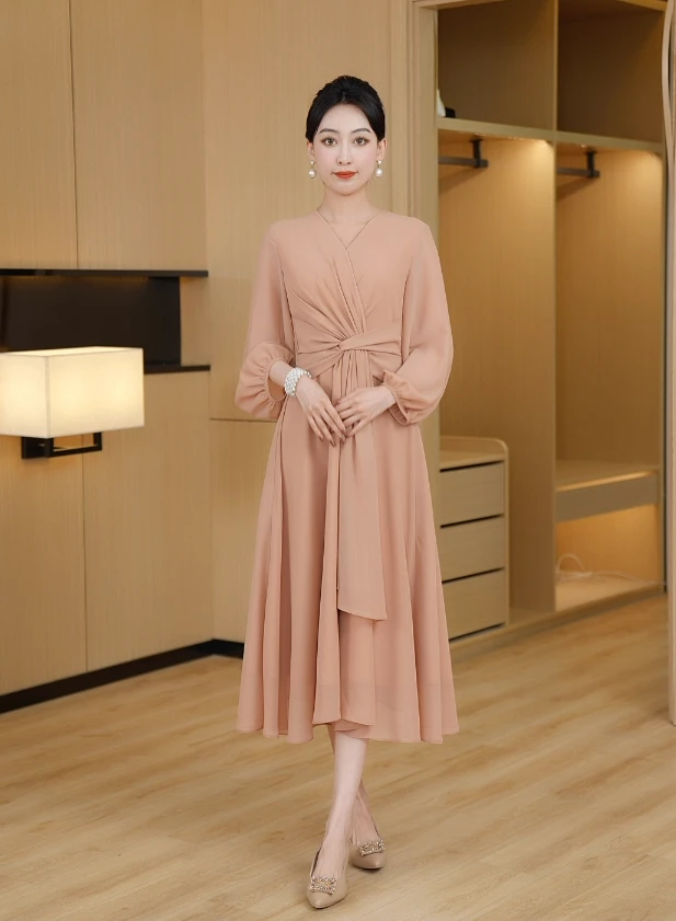 【流光晚影】  新款气质显瘦中长款时尚连衣裙高贵优雅