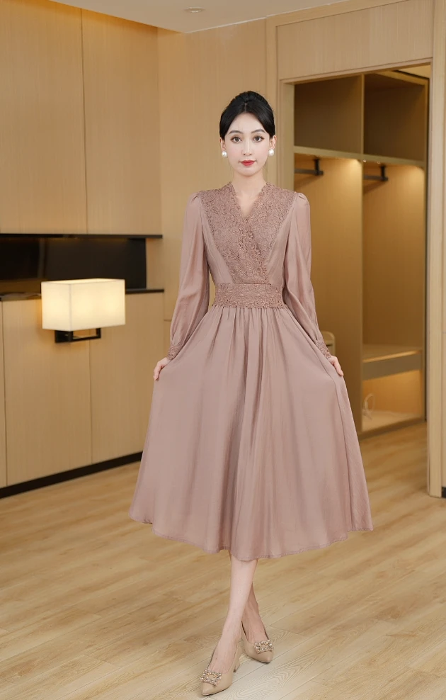 【温柔主打歌】新款时尚气质显瘦连衣裙长款女