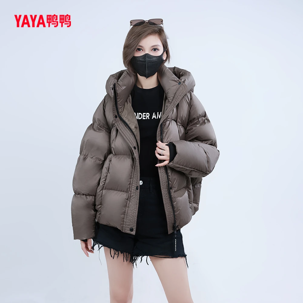 YAYA/鸭鸭休闲运动加厚立领韩版短款热力感冬女鹅绒服YE3B622992N