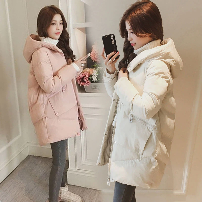 艾菜依羽绒服羽绒棉服女中长款冬季加厚保暖棉衣女学生韩版面包服