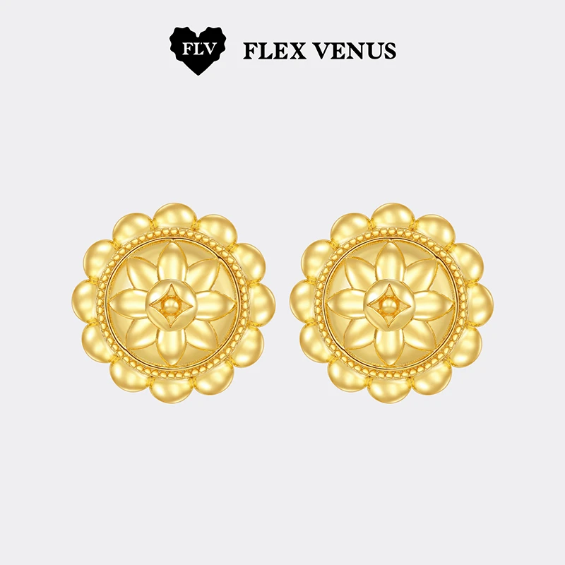 铜合金耳饰 FLV瑰丽山茶耳夹/耳钉复古轻奢小众高级感耳饰礼物