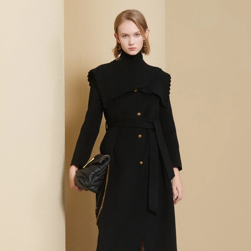 显瘦百搭时尚气质修身中长款毛呢外套EANDDW07