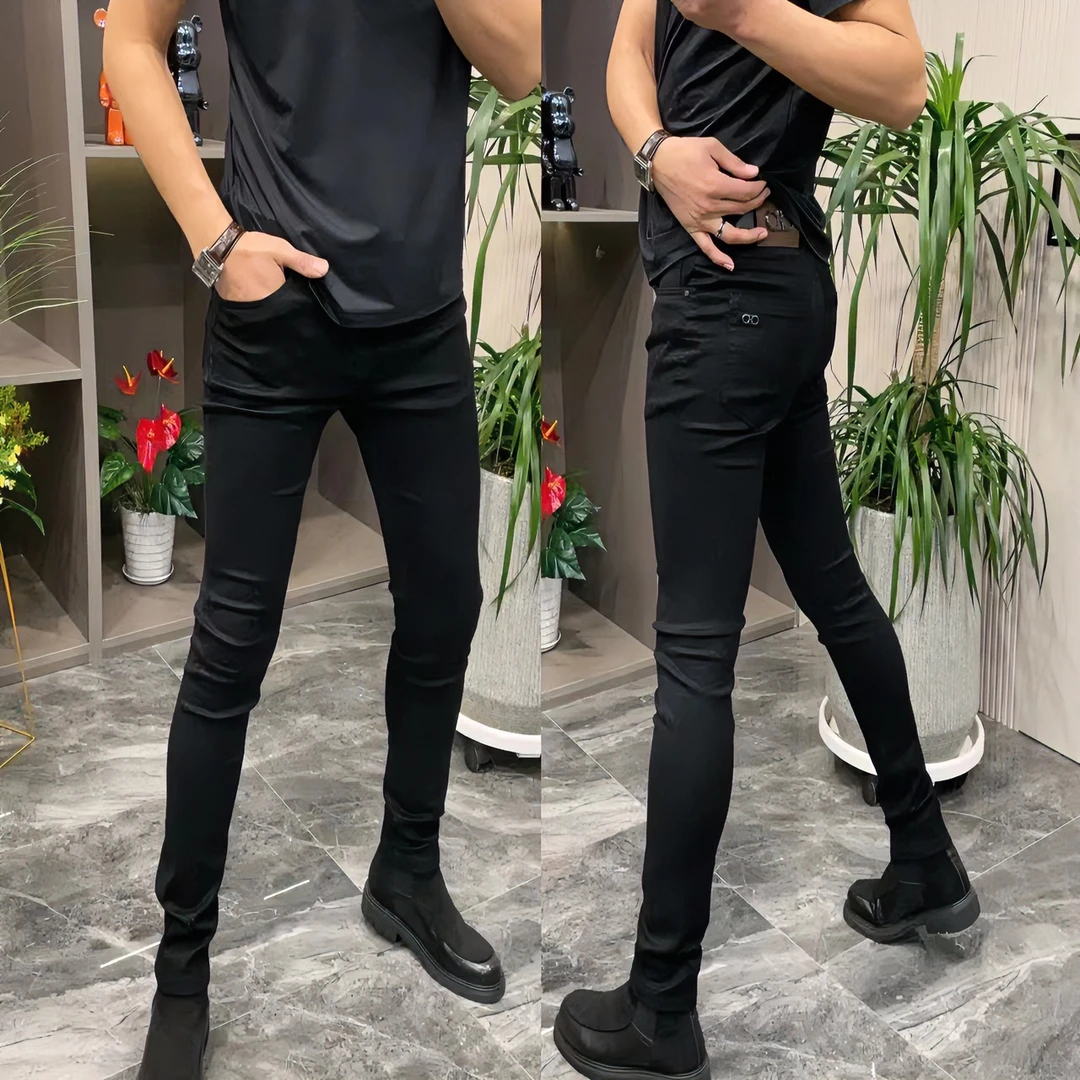 k-666【高端定制】男士秋季新款潮流高弹牛仔裤时尚百搭修身潮版