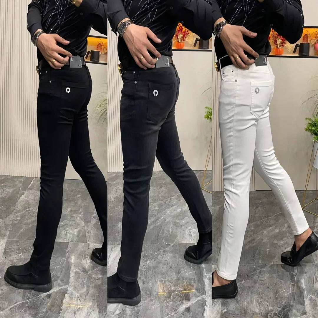 F-777秋季高弹力修身小脚男牛仔裤子时尚百搭潮版韩版潮流牛仔裤
