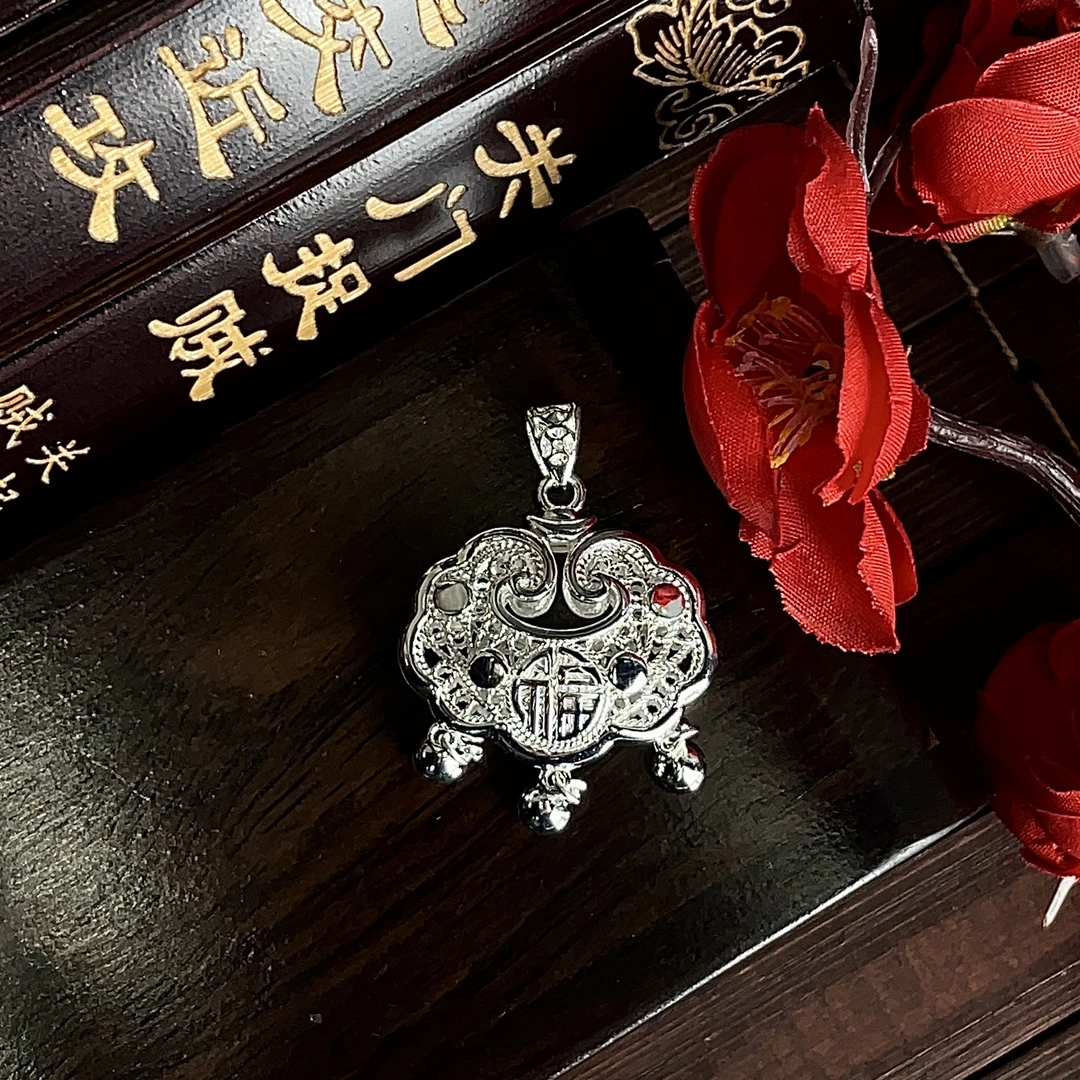 吊坠足银 【福字锁包】花丝福锁平安锁长命锁新生礼锁住福气
