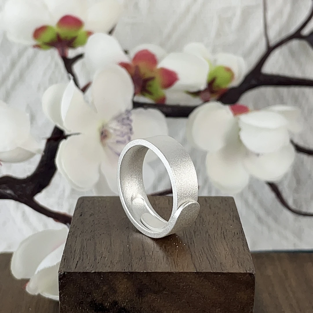 足银戒指 【平板戒】足银9999古法双11爆款银戒活口素戒百搭