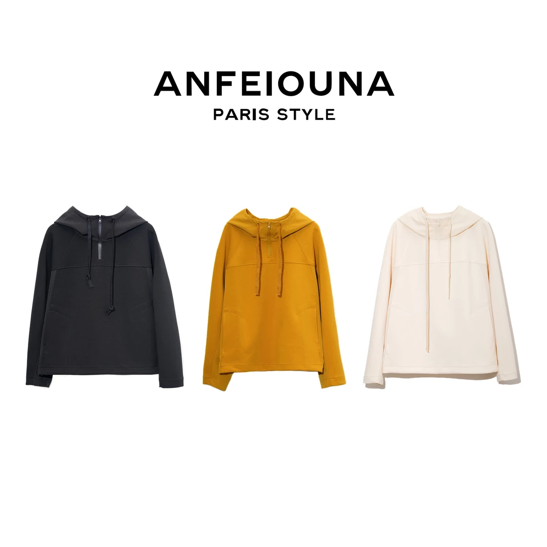 2025新款宽松显瘦高级感空气棉拼接抽绳情侣同款上衣7143