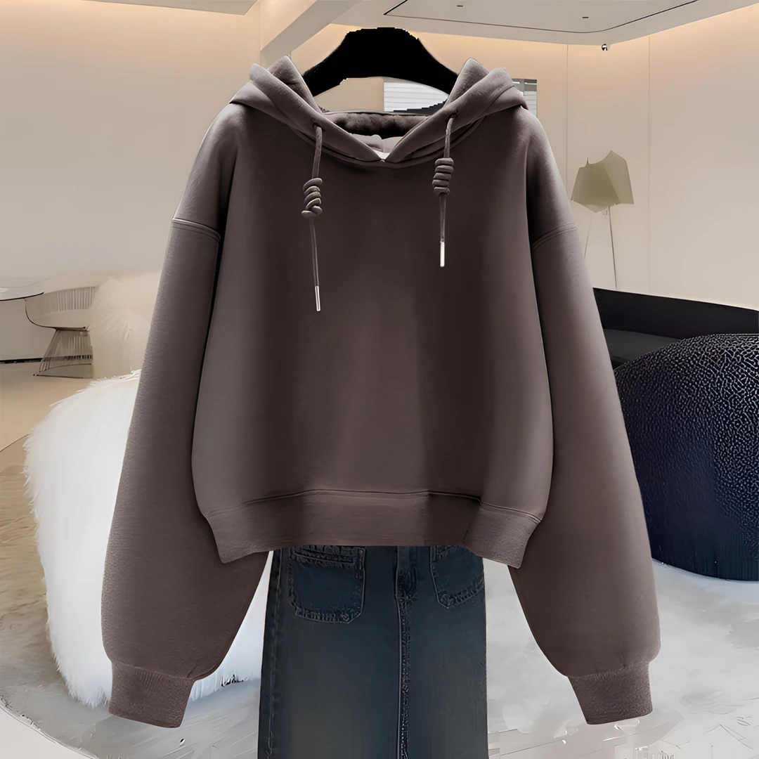 小个子短款连帽卫衣女2025新款春秋冬宽松休闲加绒加厚洋气外套潮