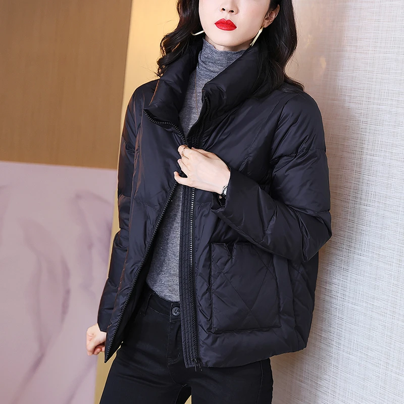 黑色中款小个子羽绒服女冬2024年冬新款收腰显瘦洋气修身加厚外套