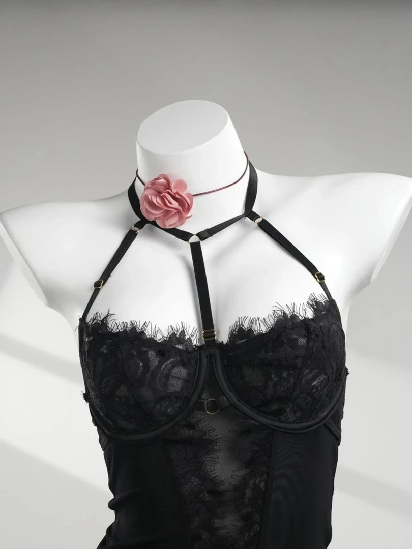 密境【寻欢】时尚新款镂空吊带性感女士连体睡裙