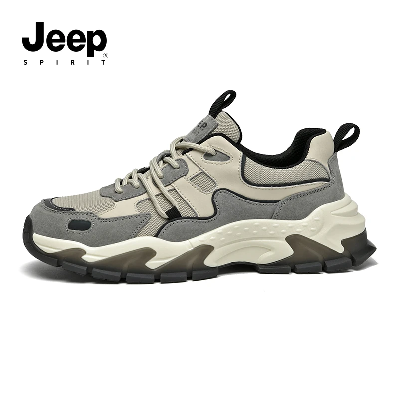JEEP/吉普2024夏季透气男鞋老爹鞋时尚百搭休闲增高潮鞋男鞋