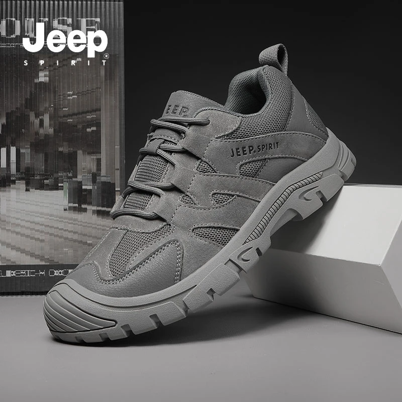 JEEPSPIRIT男鞋2024春季新款透气时尚潮流户外运动登山鞋工装鞋男