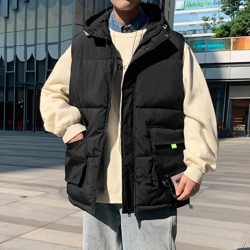 2022秋冬外套棉马甲加厚大口袋工装男女通穿外套保暖连帽可拆卸潮