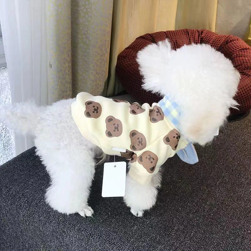 秋冬款舒适可爱狗狗加绒套头卫衣泰迪比熊小型犬猫咪宠物衣服柔软
