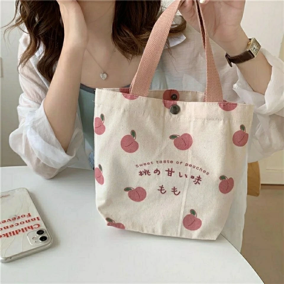 包包女2024新款帆布手提包手拎外出少女心零食便当袋小清新手提袋