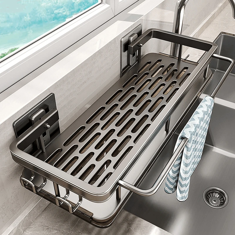 抹布沥水架厨房水槽水龙头置物架壁挂多功能置物架洗碗布收纳B440