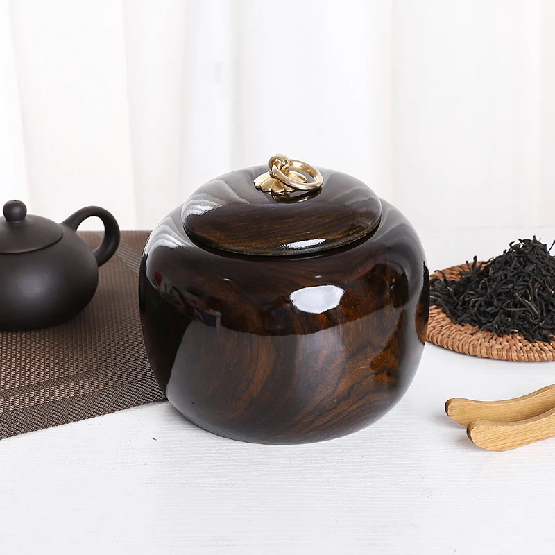 虎皮檀茶叶罐高档精品储存茶罐红木醒茶罐木制密封罐
