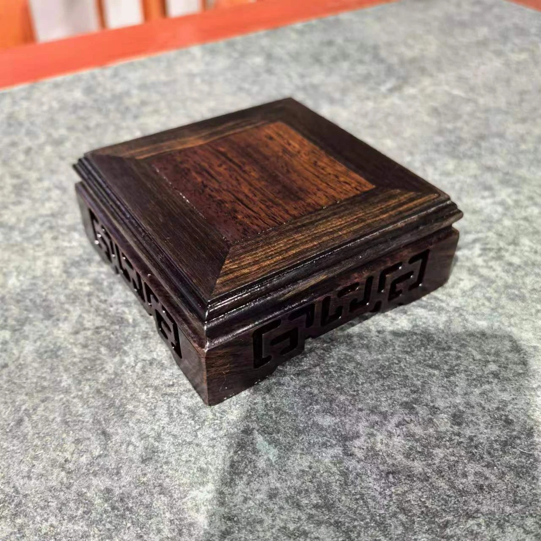 【推荐】黑檀方正底座工艺品摆件 正方形底座实木木托 10X10