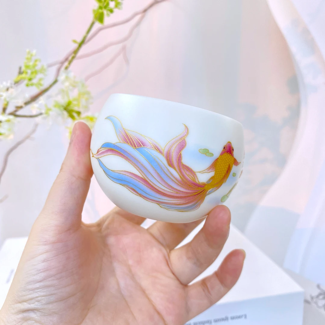 金玉满堂茶杯主人杯闻香杯耐热杯子花瓣品茗杯家用陶瓷功夫茶具